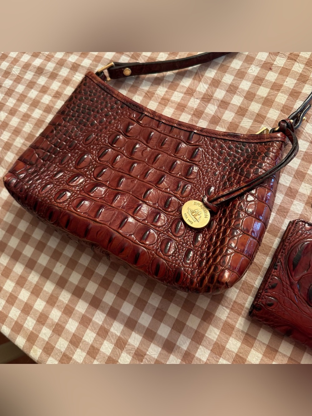 Brahmin Pecan Anytime Mini Melbourne Leather Handbag w/ matching Jane Wallet - Picture 2 of 14
